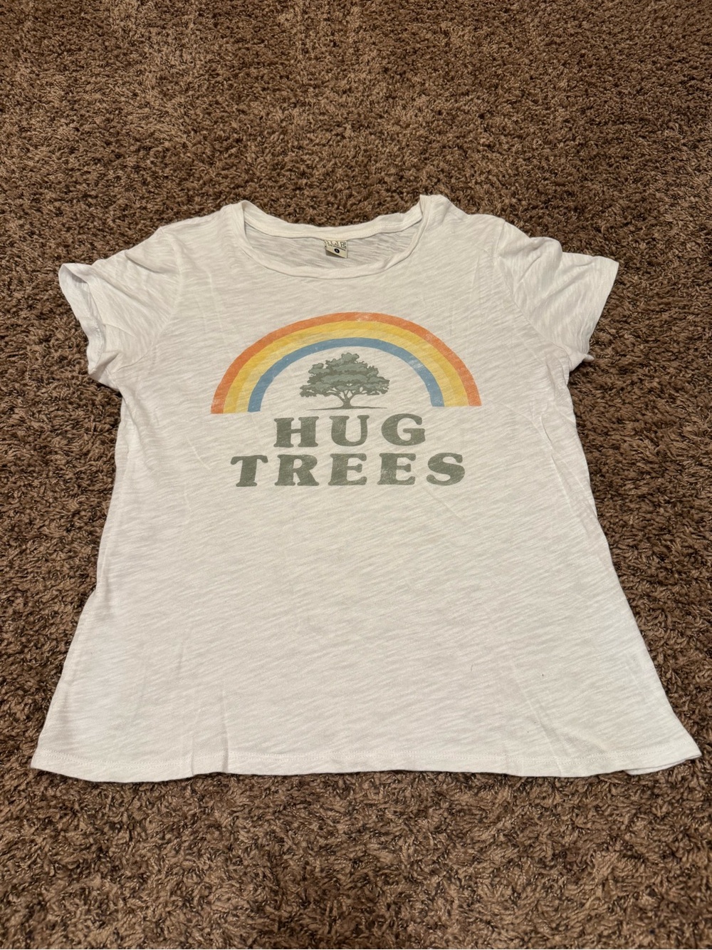 Life Elsewhere White Hug Trees Graphic Short Sleeve Shirt